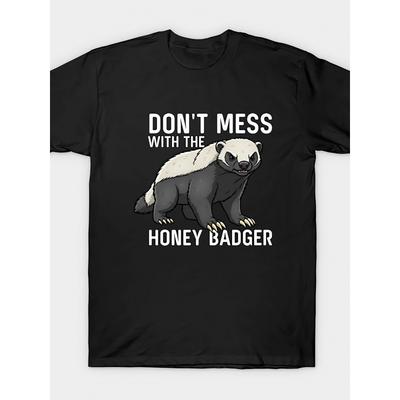 DON'T MESS with THE HONEY BADGER Men's Vintage T-Shirt - Honey Badger Print, Loose-Fit Casual Round Neck Tee Suitable for - Wear, Machine Washable