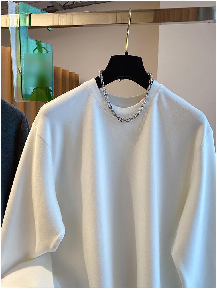 Women's White Patchwork Lace Long Sleeve T-shirt, Autumn/Winter 2025 - New Loose Fit, Slimming, Thickened Inner Layer