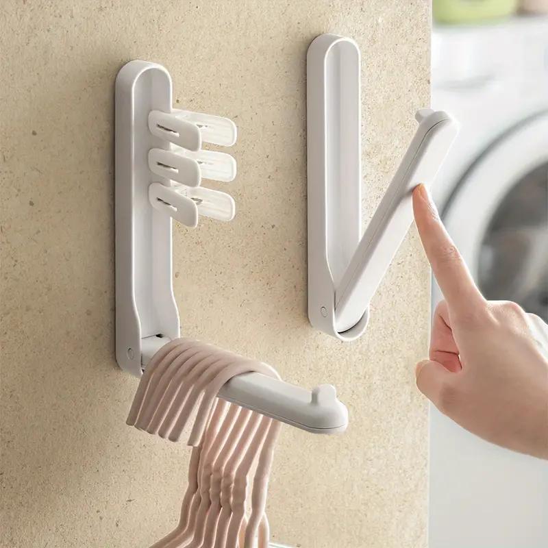 1PCS Multi-Function Home Accessories Foldable Clothes Hanger Drying Rack No Punching Required Suit Bathroom Door Plastic Organizer Storage