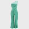 9904 European & American Sexy Sleeveless One-Shoulder High Waist Straight Jumpsuit