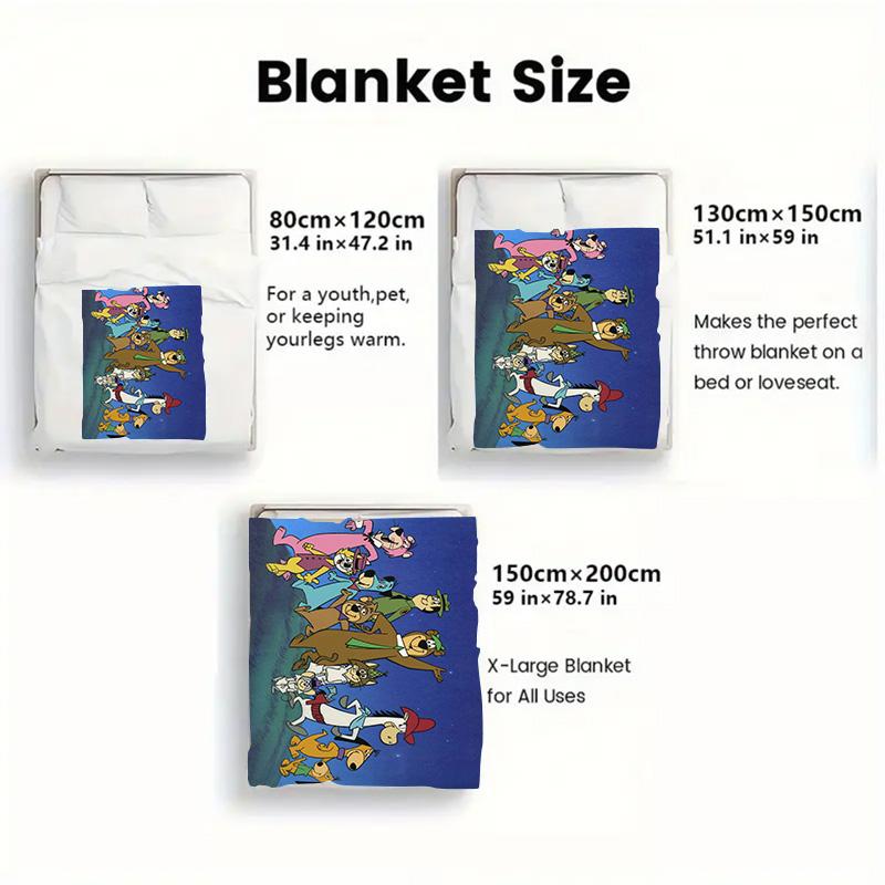 Playful Cartoon Group Shot 2D Flat Pattern Flannel Blanket High Quality All Seasons Warmth and Comfort Perfect for Christmas Gifts.
