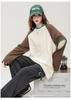 Hollow out design: Spring and Autumn fashion raglan sleeves contrasting color round neck T-shirt cool and cool casual loose top