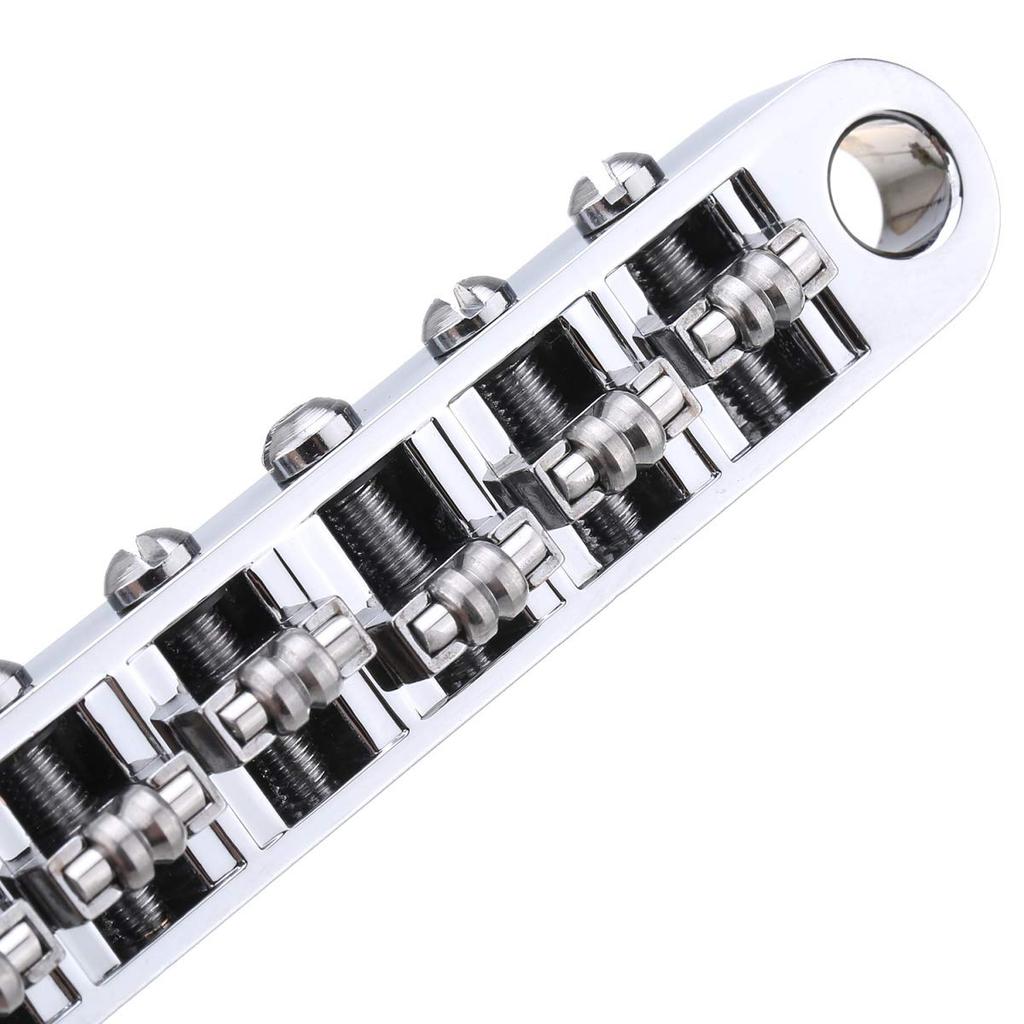 Musiclily Pro 10.4mm Pitch Roller Saddle Tune-O-Matic Bridge for LP Epiphone Les Paul SG Electric Guitars, Chrome