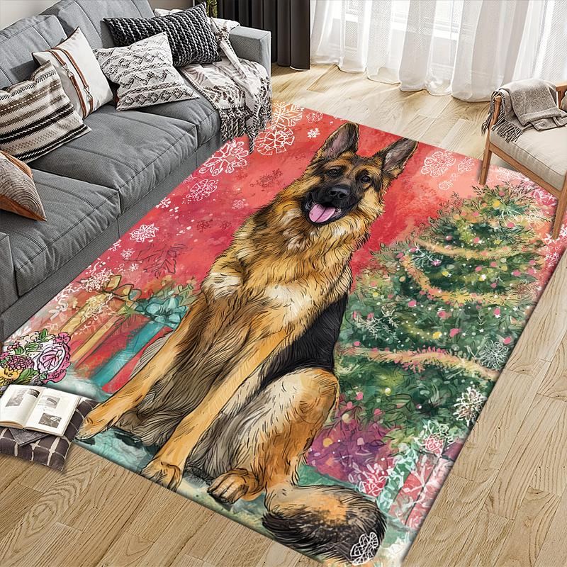 Christmas dog Home Sofa Decoration for Living Room & Bedroom, Non‑Slip Play Flannel Floor Mat for Game Room