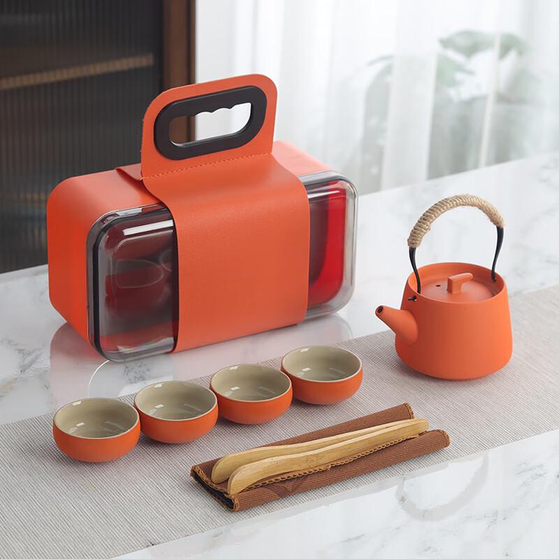 Jianglai Coarse Pottery Portable Tea Set
