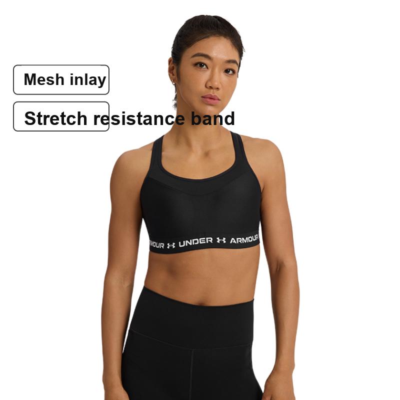 Under Armour HeatGear Soft Comfortable Letter Print Sports Bra Women underwear Black 1387231-001