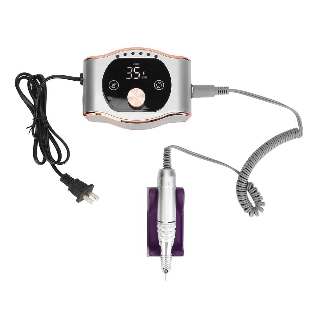 Touch Screen Nail Drill Machine 35000rpm Double Sided PU Leather Electronic Nail Grinder Machine US 