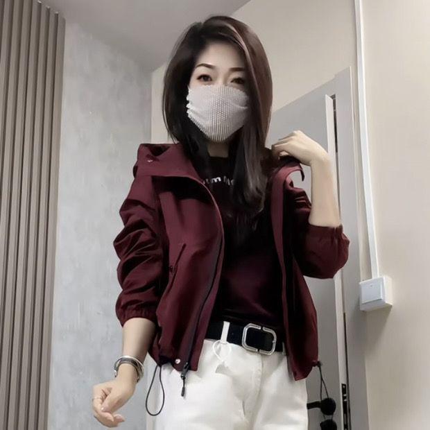 

Женская повседневная свободная куртка-ветровка с капюшоном - Осенний стиль S for 80-95 lbs