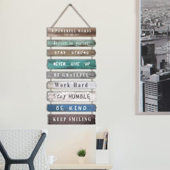 Inspirational Wall Art Decor Rustic Wall Hanging Plaque Farmhouse Wooden Door Sign Inspiring Positive Quotes Wall Decor for Office Bedroom Living Room