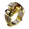 Women Ring Faux Square Crystal Two-tone Vintage Cool Punk Gift Hollow Bling Cubic Zirconia