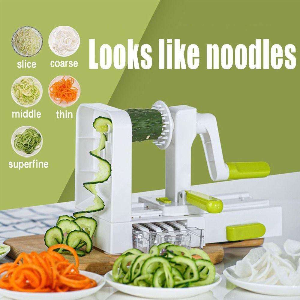 Hand-cranked Spiralizer for Veggie Noodles with 4 Blades Multifunctional Vegetable Spiralizer Foldable Fruit Slicer