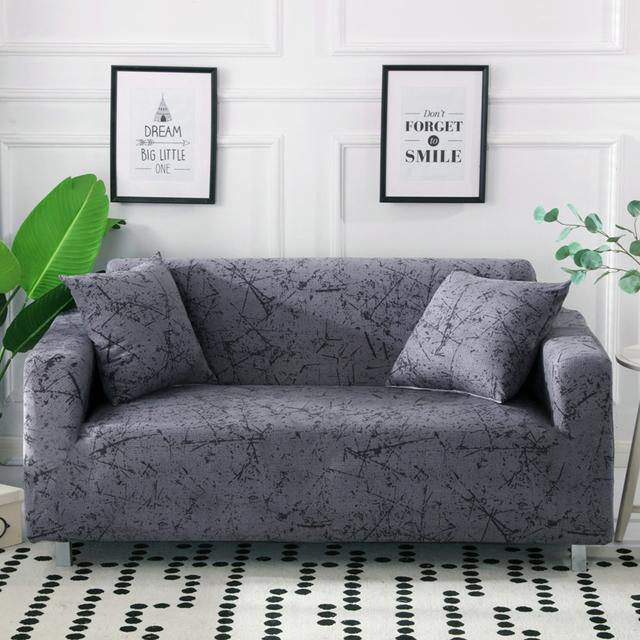 S -Emiga Geometric Printed Sofa Cover Sets For Living Room Flexible Elasticized Slipcover Sectional Corner Sofa Covers 1 /2 /3 /4 -Seater