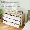 Storage Cabinet, Chest of Drawers with 6 Drawers and 5 Legs for Bedroom, High Gloss White