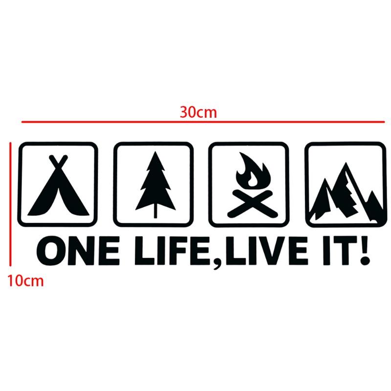 Car Reflective Sticker Universal Car Motorcycle Body One Life Live It English Decal Car Window Camping Pattern Reflective Decal