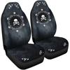 Bulopur Cute Black Gray Skull Set of 2 Car Seat Covers Universal Auto Front Seats Protector Fits for Car,SUV Sedan,Truck