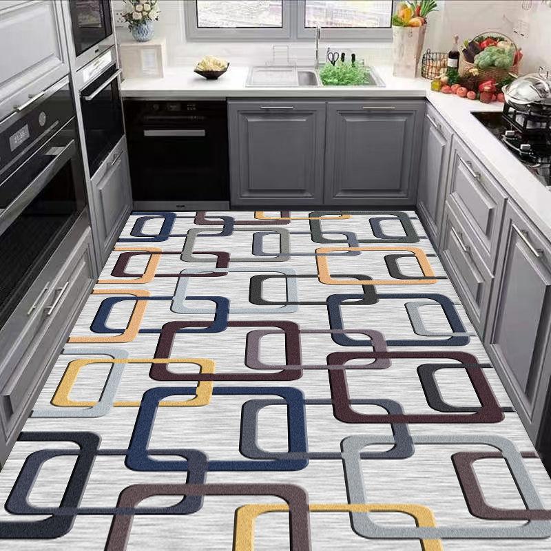 Carpet for Kitchen Pvc Floor Mat Large Size Waterproof Non-slip Carpets Leather Anti-oil Foot Mats Retro Home Decoration Rug