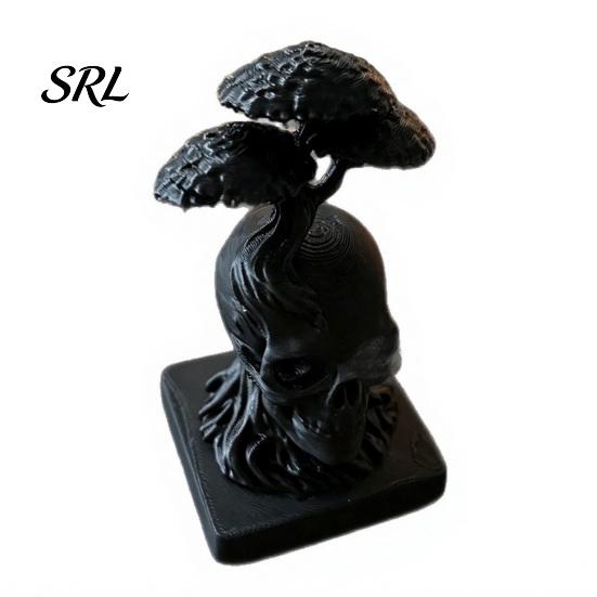 Vintage Style Room Ornament 3D Printed Tree of Life Skull Figurine, Gothic Desktop for Detailed Texture Craft Gift Home Office Decor, Creative