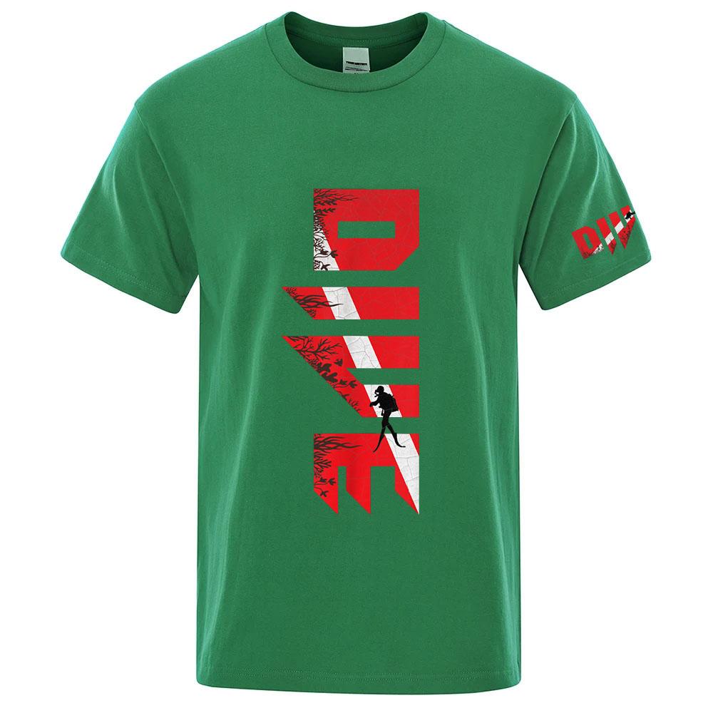 2025 Scuba Diving Diver Down Flag Print New Unisexs Summer Round Neck Ordinary Short Sleeve Tshirt Good Quality Comfortable Tops
