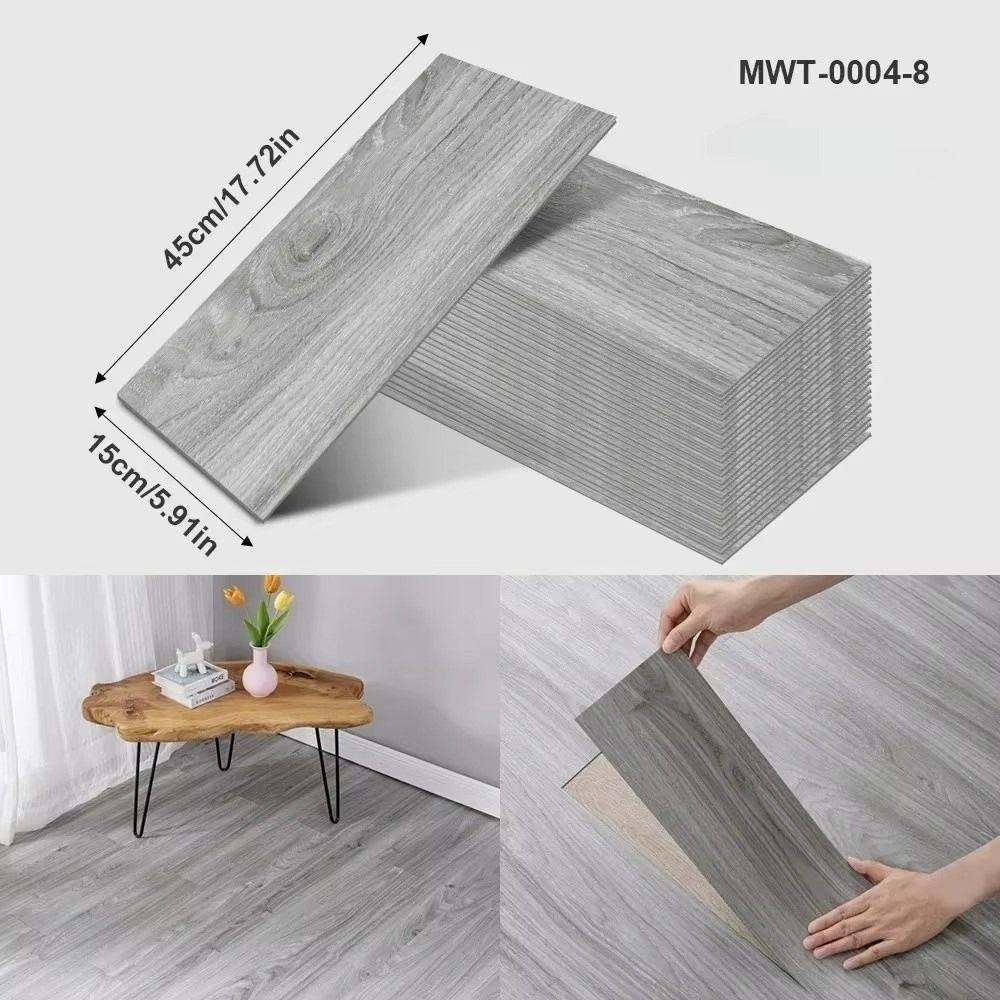16pcs/set Wood Grain Floor Sticker Self-adhesive Imitation Wall Tiles Bedroom Decoration