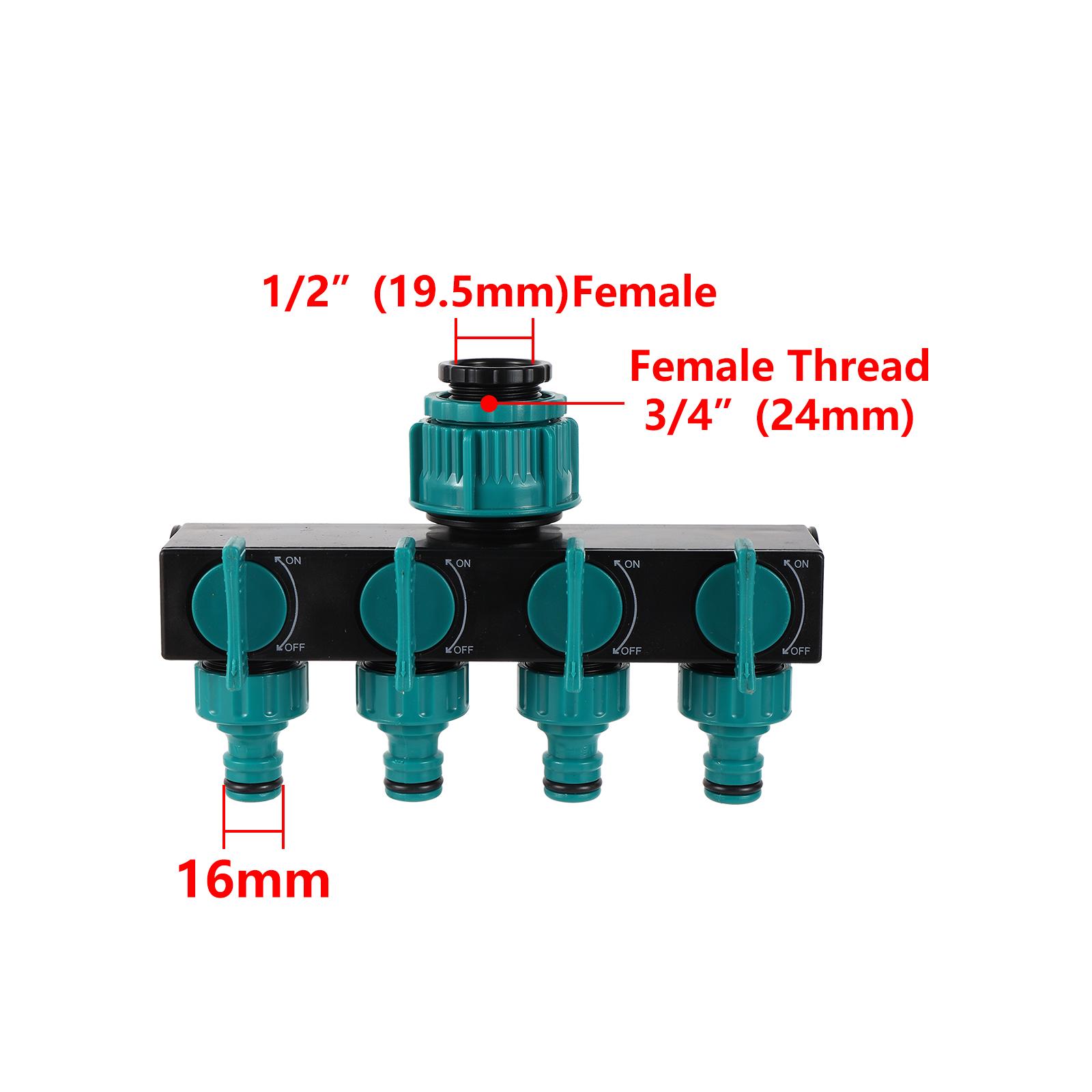 

4-ходовой разветвитель для водяного шланга от 1 до 3/4 до 1/2 дюйма с внутренней резьбой, садовый соединитель для воды, кран для орошения, шунтирующий клапан зелёный