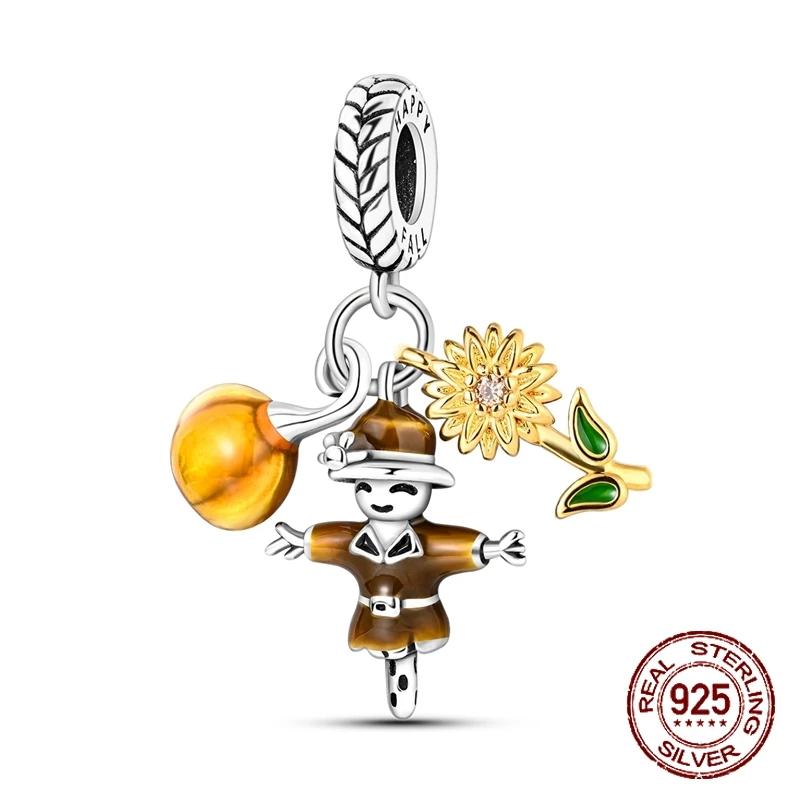 Copper Maple Leaf Hedgehog Mushroom Pendant Flowers Safety Chain Beads Charms Fit 4Mm Aperture Bracelet Diy Jewelry