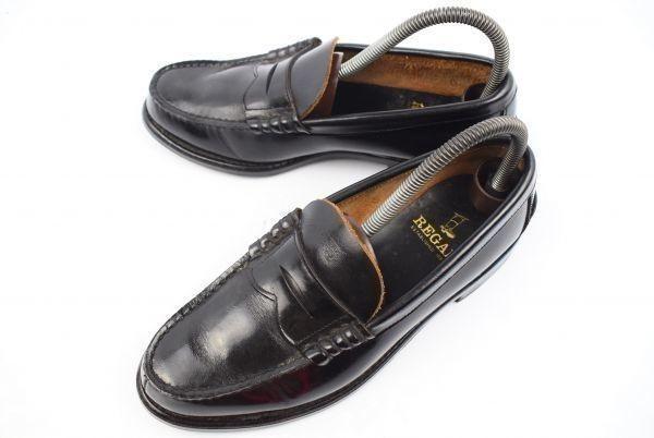 

REGAL Genuine Leather Coin Loafers Size 24.0cm Black Goodyear Welt Dress Business Shoes(USED)