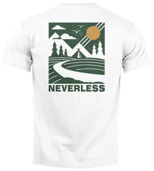 

Mens 100% Cotton T-shirt Mens Tees Top Back Print Mountains Outdoor Forest Camping Back Print Men- XL