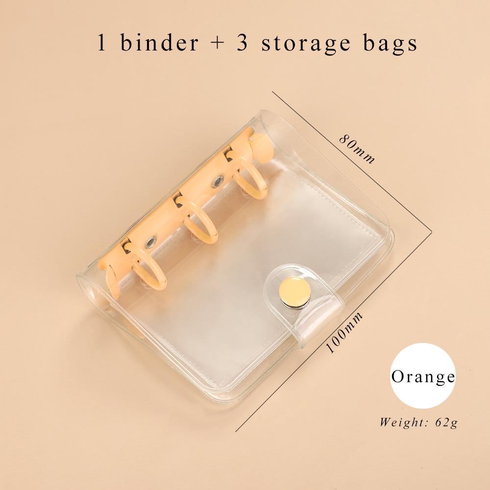 JIANWU Creative Cute Transparent 3 Ring Mini Loose-leaf Hand Book Student Portable Notebook Ring Binder Kawaii School Supplies