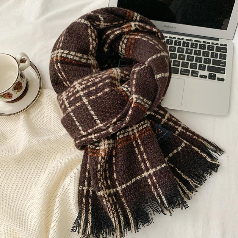 Red Plaid Christmas Scarf Women's Winter Thickened Warm Fashion Winter Versatile Korean Atmosphere Scarf