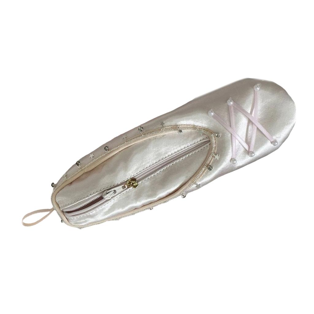 Sturdy Satins Ballet Shoe Makeup Case Roomy Interior Star Accents Jewelry Organizers For Women Accessories