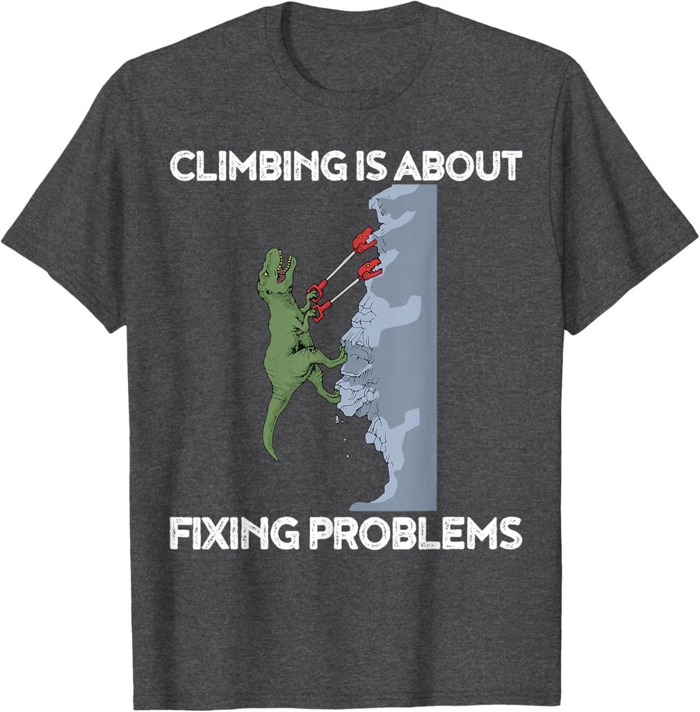 Funny Climbing TShirt TRex Rock Climber Dinosaur Tee TShirt