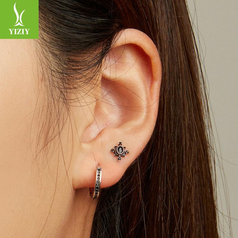 Set Cercei Inel Craniu Halloween, Vânt Întunecat Argint 925 Dragoste Lună Bijuterii