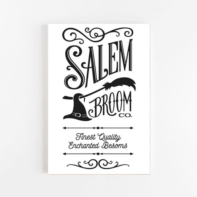 

Salem Broom Co Sign Canvas Art Poster Prints Great for Halloween Canvas Painting Rustic Home and Modern Farmhouse Decoration 21x30cm No Framed