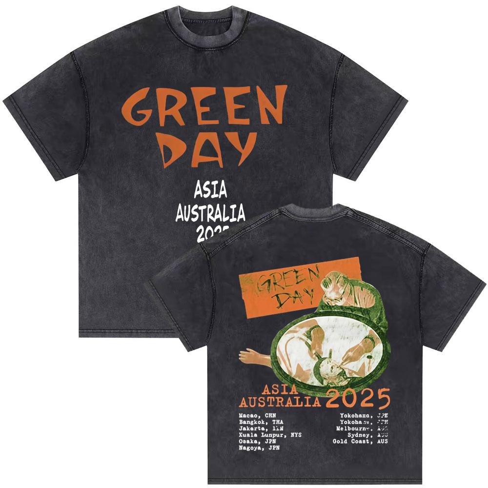 Washed Vintage Punk Band Green Day Dookie Graphic Tshirts Men Classic Gothic Rock T Shirts Male Oversized Tshirt Man Streetwear