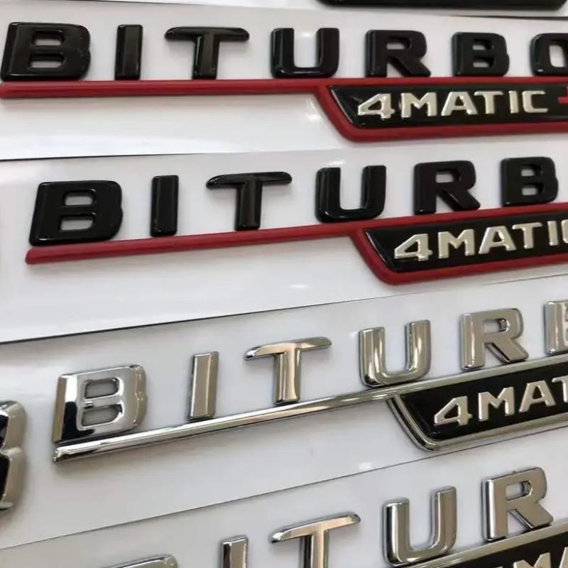 RSU1 2Pcs 3D ABS Car Fender Side Badge For Mercedes Benz E63s AMG W213 W212 W205 C63S V8 BITURBO 4MATIC Emblem Stickers Accessories