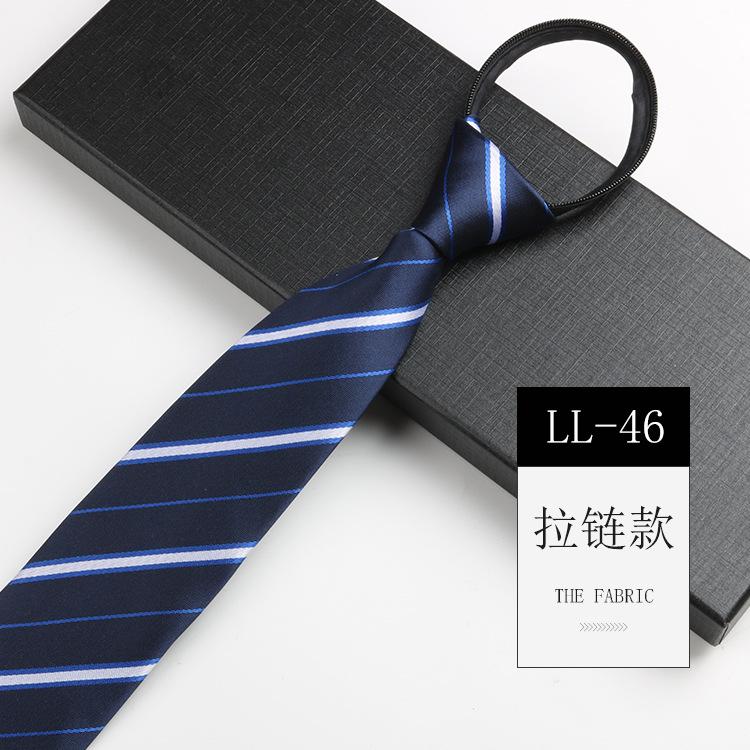 Tie Men'S, Business Zipper Work Security Shirt Striped Red Blue 8Cm Knot Free Easy To Pull