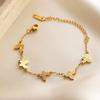 Süßes Exquisites Schmetterlings-Charms-Armband für Frau Mädchen Edelstahl Goldfarbe Verstellbare Ketten Zirkon Geschenke Großhandel