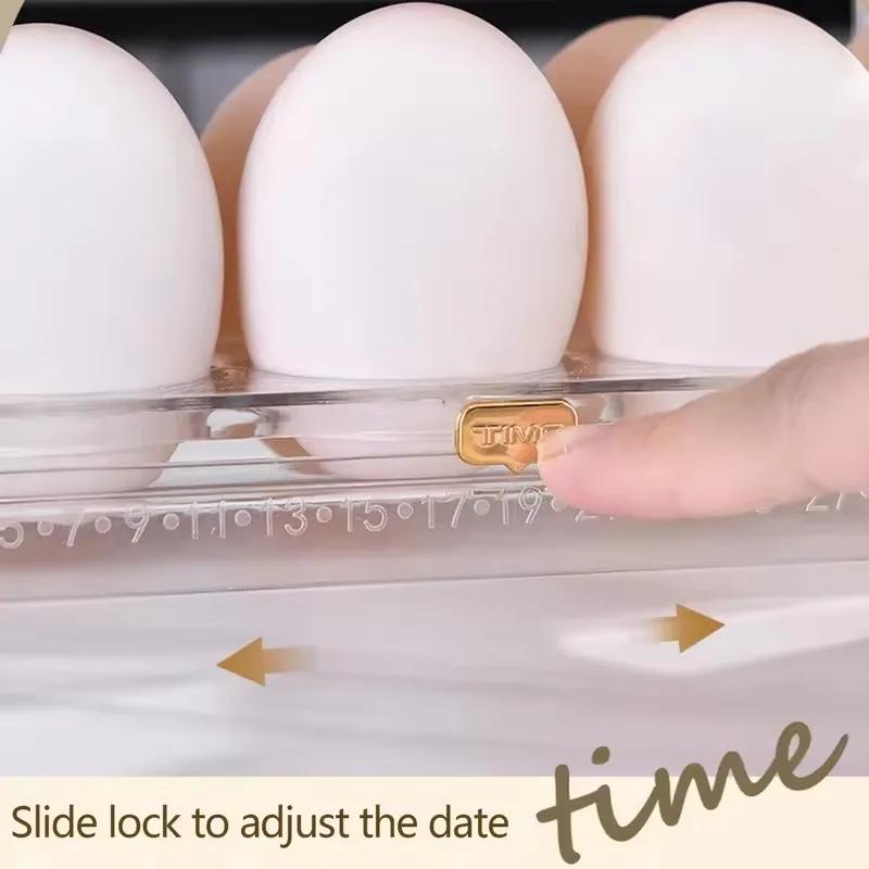 30 Grids Egg Refrigerator Storage Box Reversible Carton Home Kitchen Tray Multi-layer Rack Organizer Timing Holder Container Bin