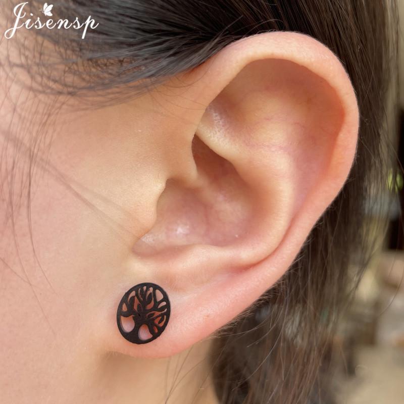 Vintage Tree of Life Earrings Stainless Steel Norse Mythology Jewelry Love Peace Studs Gift for Women Men