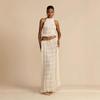 2025 Spring and Summer New European and American Fashion Sexy Backless Halter Neck Lace Vest Long Skirt Suit Beach Skirt