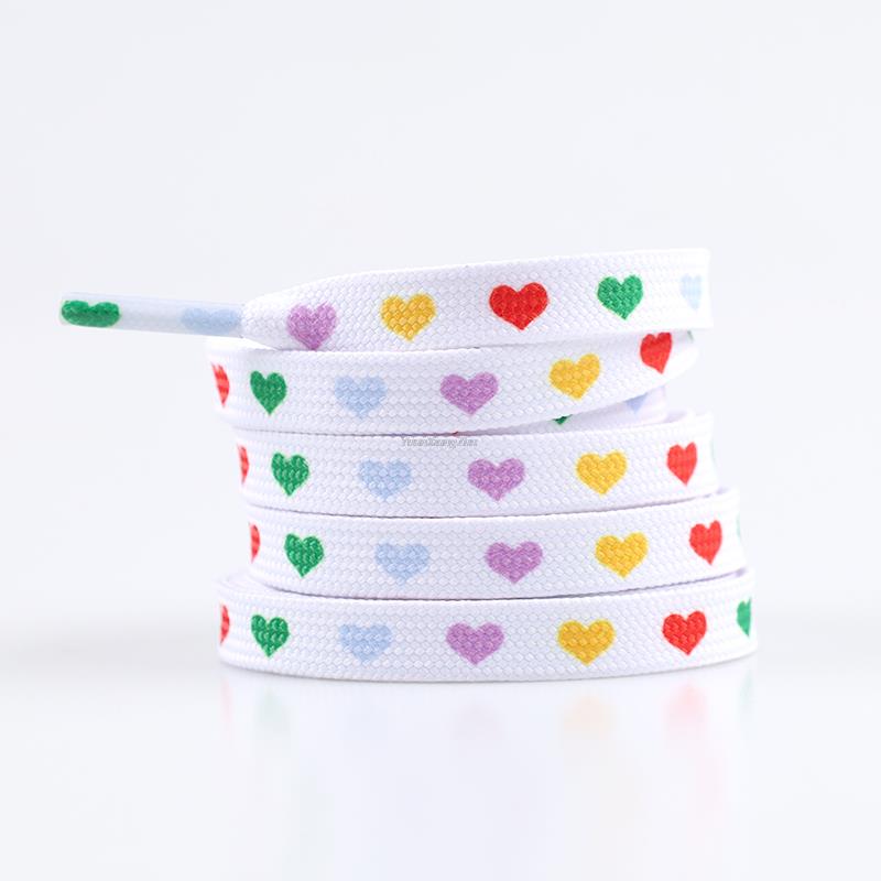 Fashion Love Heart Shoelaces High-top Canvas Sneakers Shoelace Flat Laces Shoe Strings 100/120/140/160/180CM Shoes Accesories