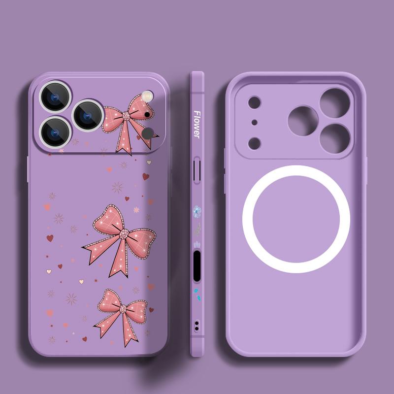 Lovely Bowknots Print Case For iPhone 17 Pro Max iPhone 16 15 14 13 Pro Max Magnetic For Magsafe Soft Silicone Phone Back Cover