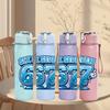 1PC Super Sixty Seven Retro Text Pattern 750ml Color Plastic Sports Water Bottle Leakproof Flip Straw Lid Suitable for Sports Office Home Use