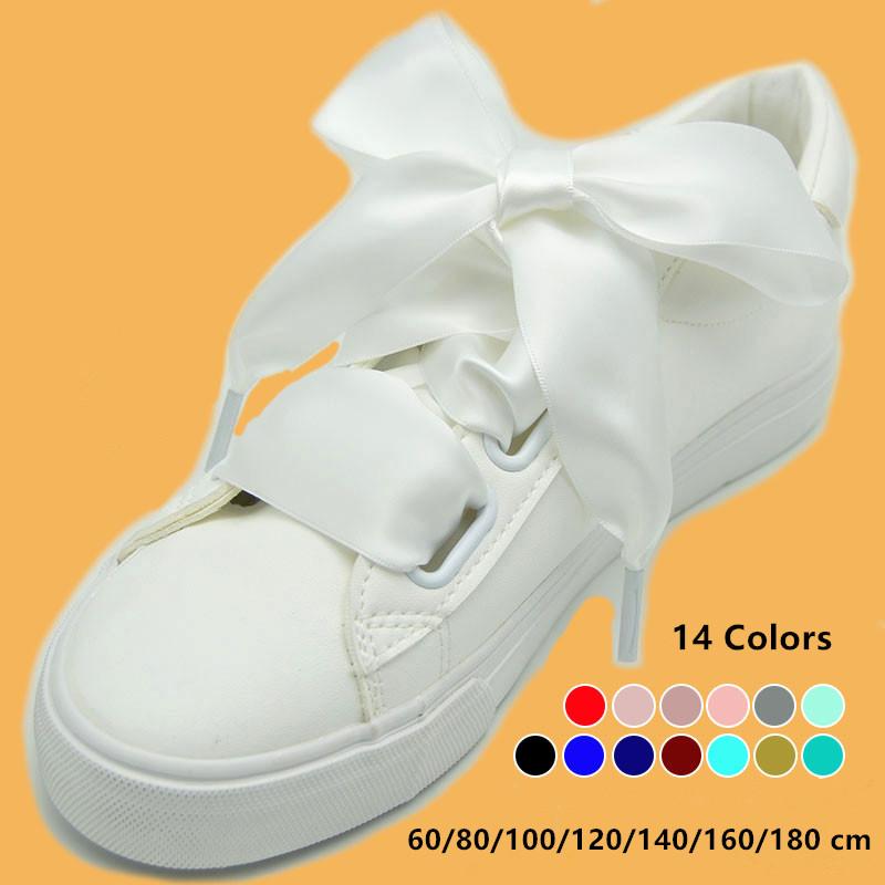Fashion Shoes Cswo01 Men's Wine 4 Cm Widened Silk Satin Shoelaces Smooth Big Bow Wide Laces Trend Beauty White Casual Sneaker Leather Shoes Laces Dropship 80Cm