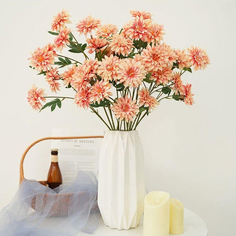 64cm Length Artificial Dahlia Flower 3 Heads Faux Flower New Simulation Flowers  Photography Props