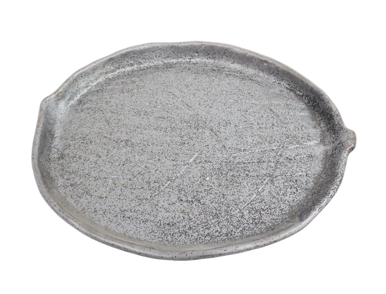 

Mino Ware Japanese Cafe Series [Konoha Large Plate] Black (Size: 35cm H x 28cm W x 3cm D)