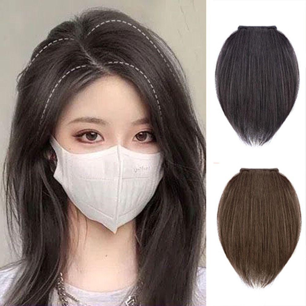 

Female Synthetic Pads Invisible Seamless Hair Pads Top Side Cover Hair Piece Heat Resistant Fiber 15CM чорний/коричневий