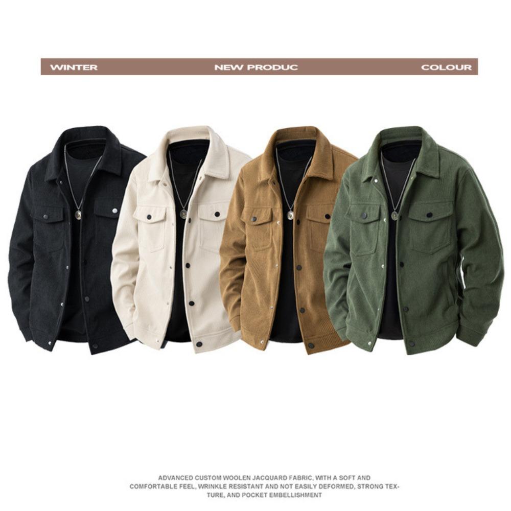 2025 Stylish New Men Corduroy Jackets Comfortable Windproof Male Clothes Casual Turn-down Collar Jacket Coats Plus Size Multiple Colors