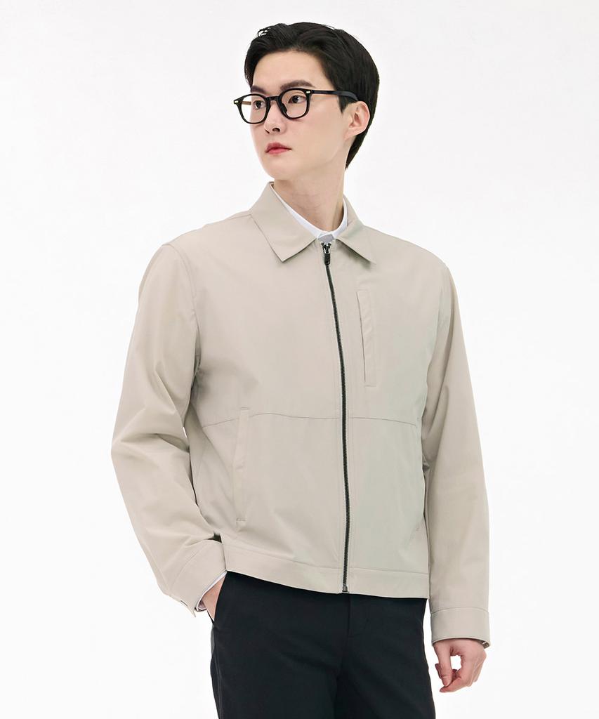 Chasecult Men'S Stretch Collar Zip-Up Jacket - Beige