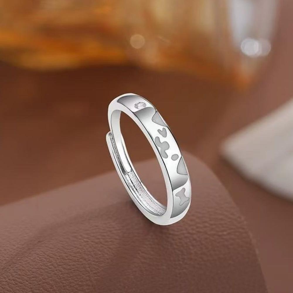 Cute Puppy Luminous Couple Rings Glow in Dark Valentine's Day Gift Cat Dog Opening Ring Women Men